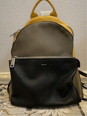 Authentic Rare Fendi Selleria Tri-Color Backpack Men Women Black Yellow Khaki